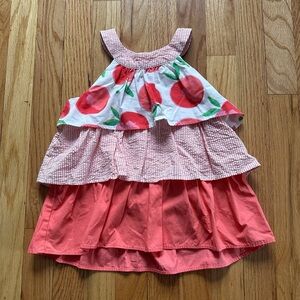 Gymboree Sleeveless Apple Stripe Ruffle Top size 6 100% cotton